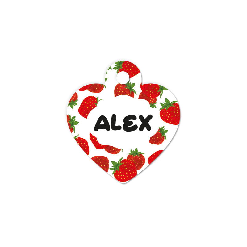 Kırmızı Çilek Desenli Kalp | Kedi Köpek İsimlik - Evcil hayvanlar için mükemmel bir ürün.