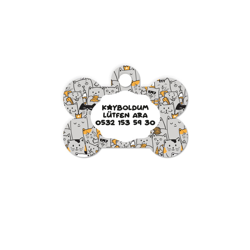 Kediler Desenli Kemik | Kedi Köpek İsimlik