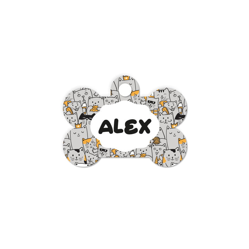 Kediler Desenli Kemik | Kedi Köpek İsimlik - Evcil hayvanlar için mükemmel bir ürün.