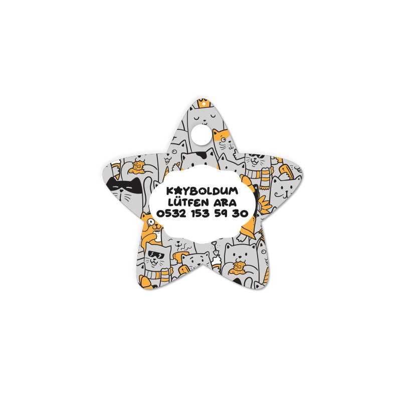 Kediler Desenli Yıldız | Kedi Köpek İsimlik