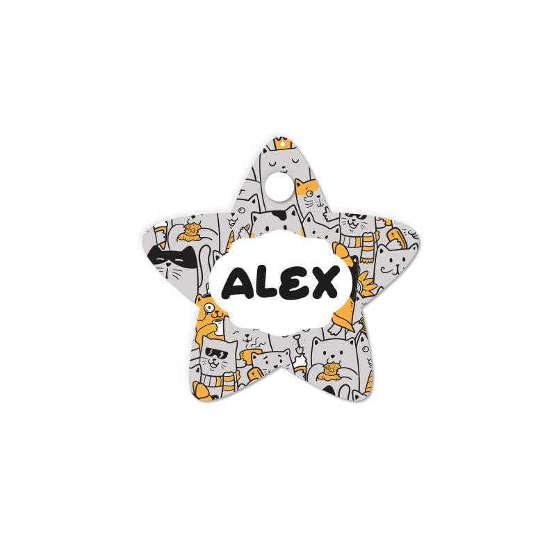 Kediler Desenli Yıldız | Kedi Köpek İsimlik - Evcil hayvanlar için mükemmel bir ürün.