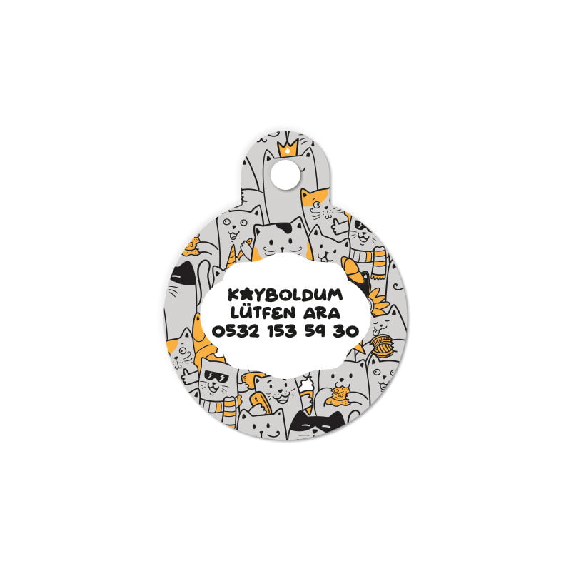 Kediler Desenli Yuvarlak | Kedi Köpek İsimlik