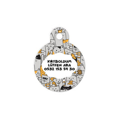 Kediler Desenli Yuvarlak | Kedi Köpek İsimlik