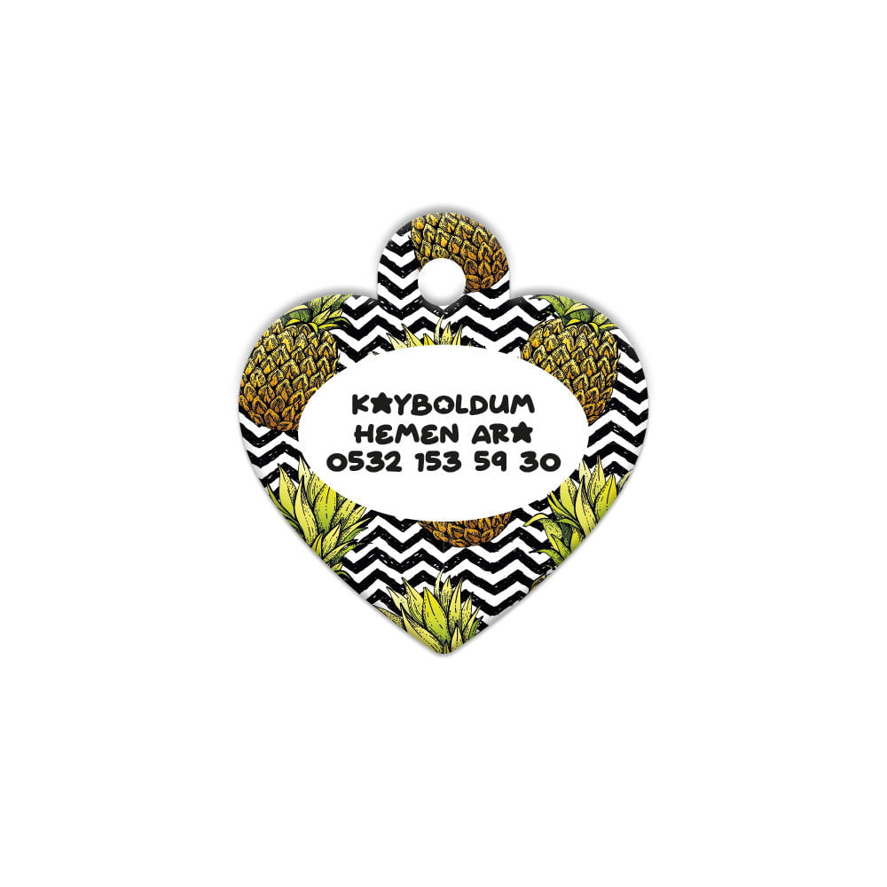 Ananas Zig Zag Desenli Kalp | Kedi Köpek İsimlik