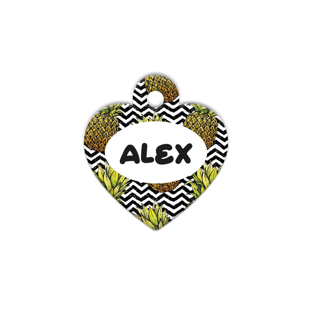 Ananas Zig Zag Desenli Kalp | Kedi Köpek İsimlik - Evcil hayvanlar için mükemmel bir ürün.