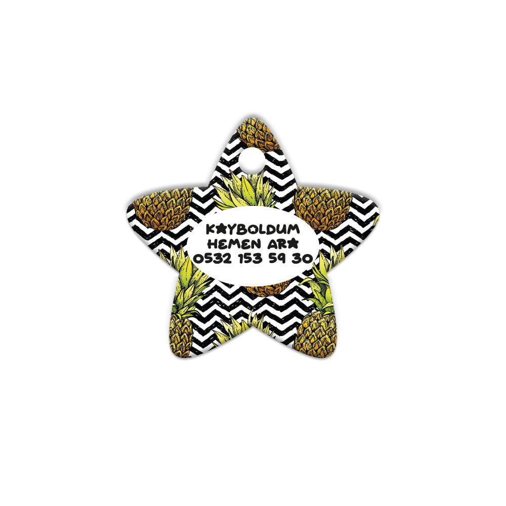Ananas Zig Zag Desenli Yıldız | Kedi Köpek İsimlik