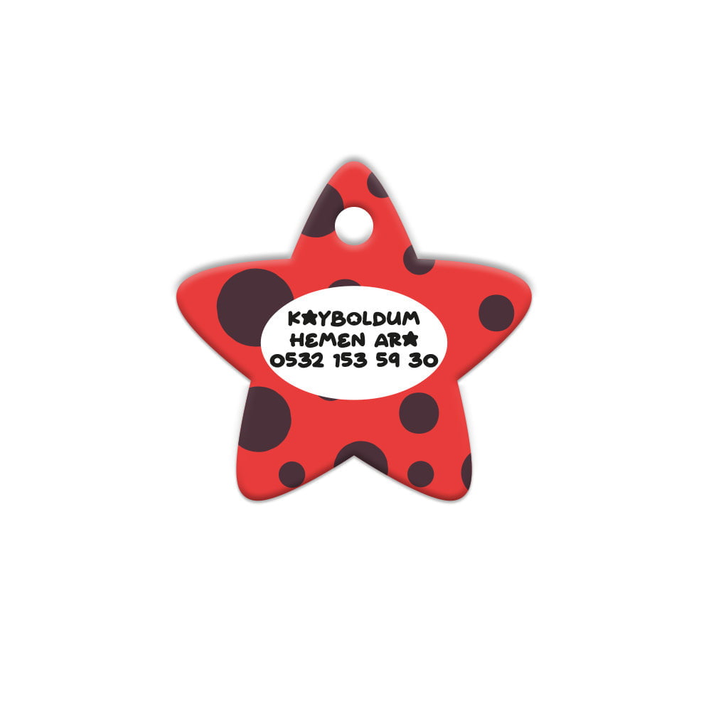 Kırmızı Polka Desenli Yıldız | Kedi Köpek İsimlik