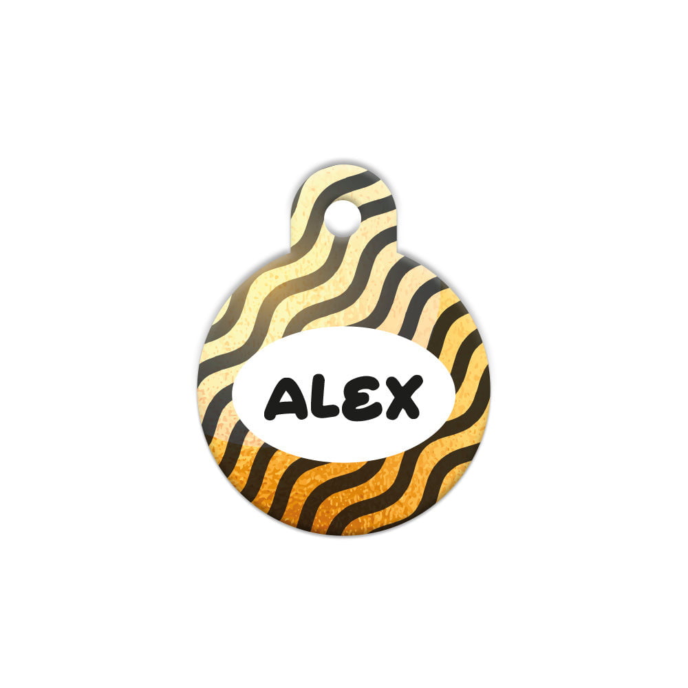 Altın Zebra Desenli Yuvarlak | Kedi Köpek İsimlik - Evcil hayvanlar için mükemmel bir ürün.