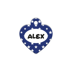 Mavi Yıldız Desenli Kalp | Kedi Köpek İsimlik - Evcil hayvanlar için mükemmel bir ürün.