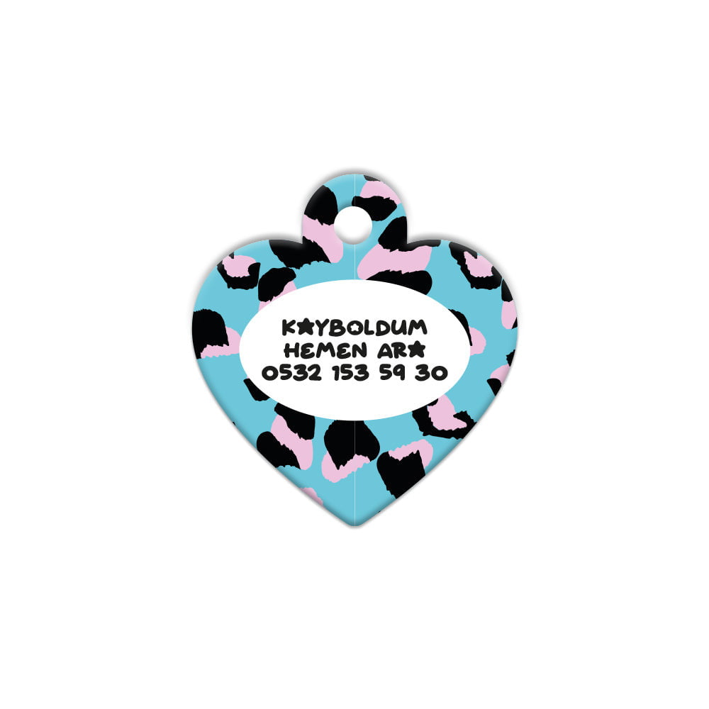 Mavi Leopar Desenli Kalp | Kedi Köpek İsimlik
