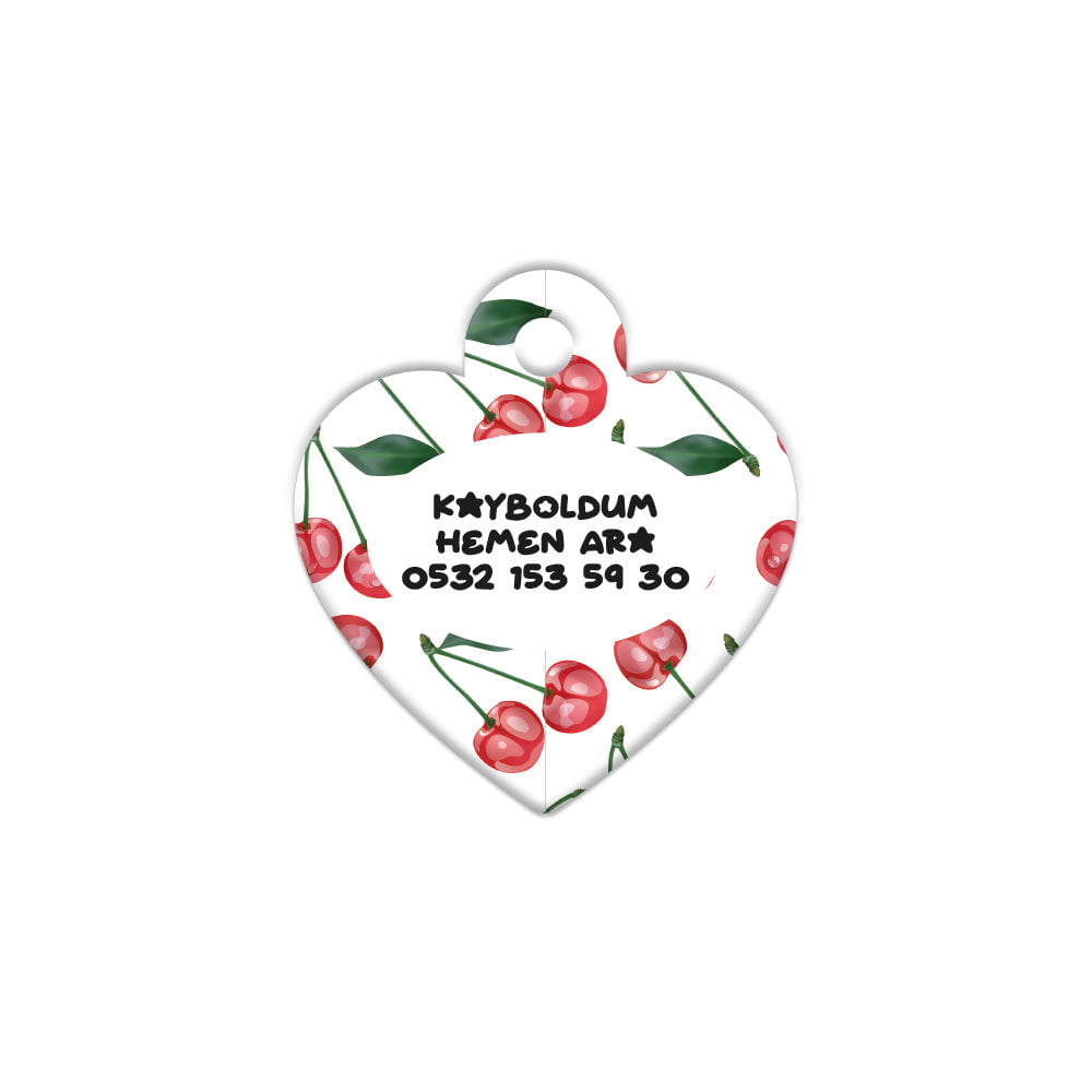 Kiraz Desenli Kalp | Kedi Köpek İsimlik