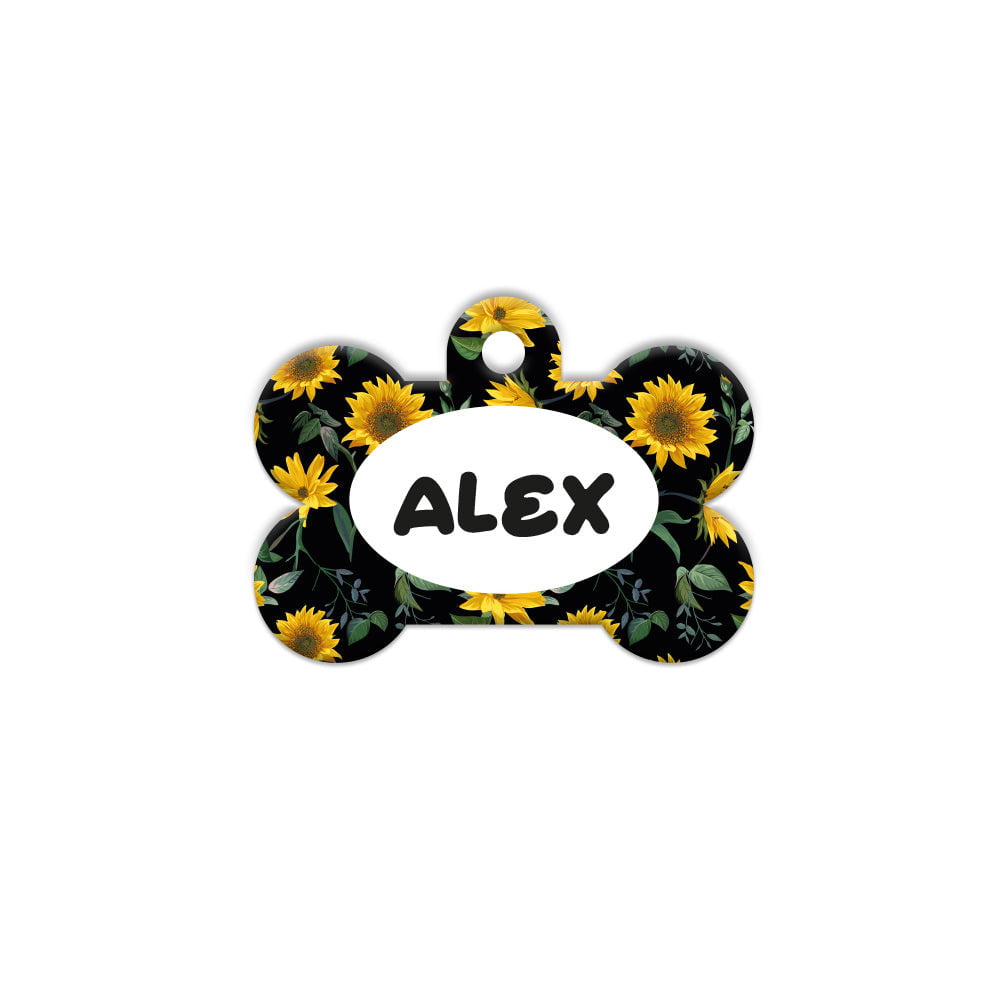 Ay Çiçeği Desenli Kemik | Kedi Köpek İsimlik - Evcil hayvanlar için mükemmel bir ürün.