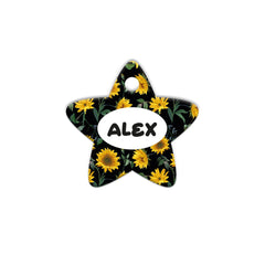 Ay Çiçeği Desenli Yıldız | Kedi Köpek İsimlik - Evcil hayvanlar için mükemmel bir ürün.